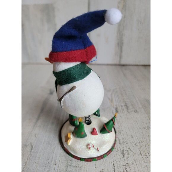 Bobblehead snowman Xmas tree figure glitter star snow - Picture 3 of 7